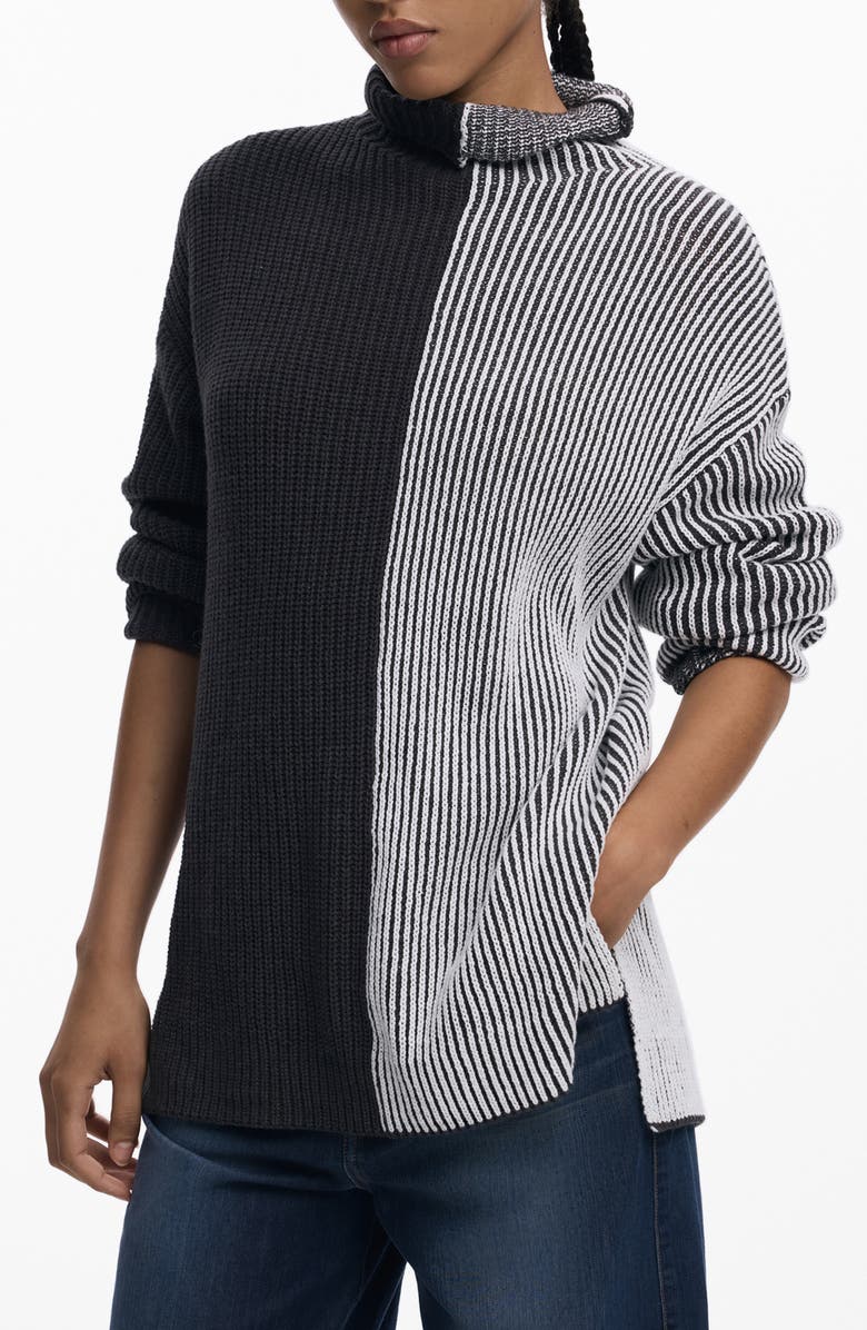 Desigual Turtleneck Sweater, Main, color, Gray