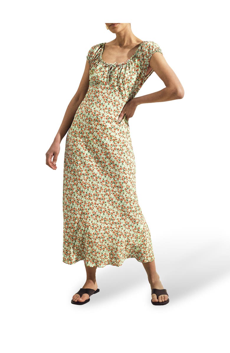 Ro&Zo Gathered Neckline Midi Dress, Alternate, color, Green