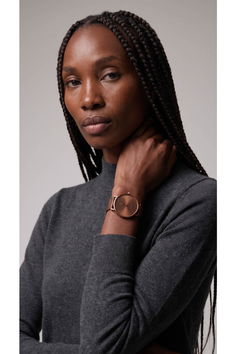 Advance Cocoa Quartz Watch, 36MM, Alternate, color, Mocha Brown/Muted Rose Gold