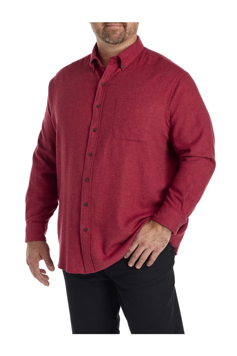 Big & Tall Solid Flannel Sport Shirt, Alternate, color, TIBETAN RED HTHR
