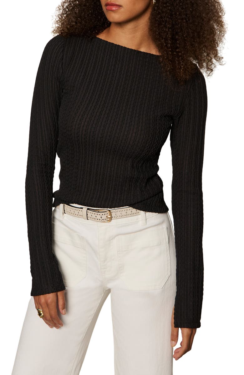 Sanctuary Boat Neck Rib Top, Alternate, color, Black