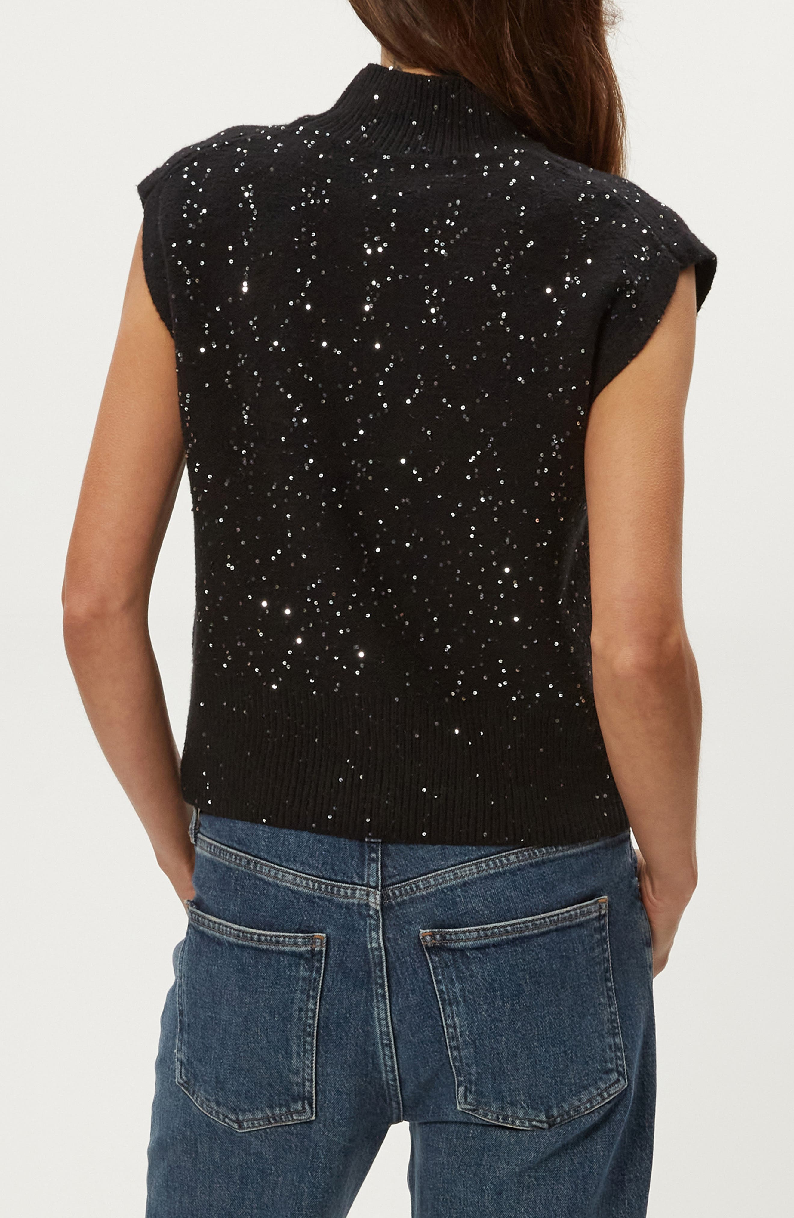 Raina Sequin Embellished Extended Shoulder Sweater - image 2