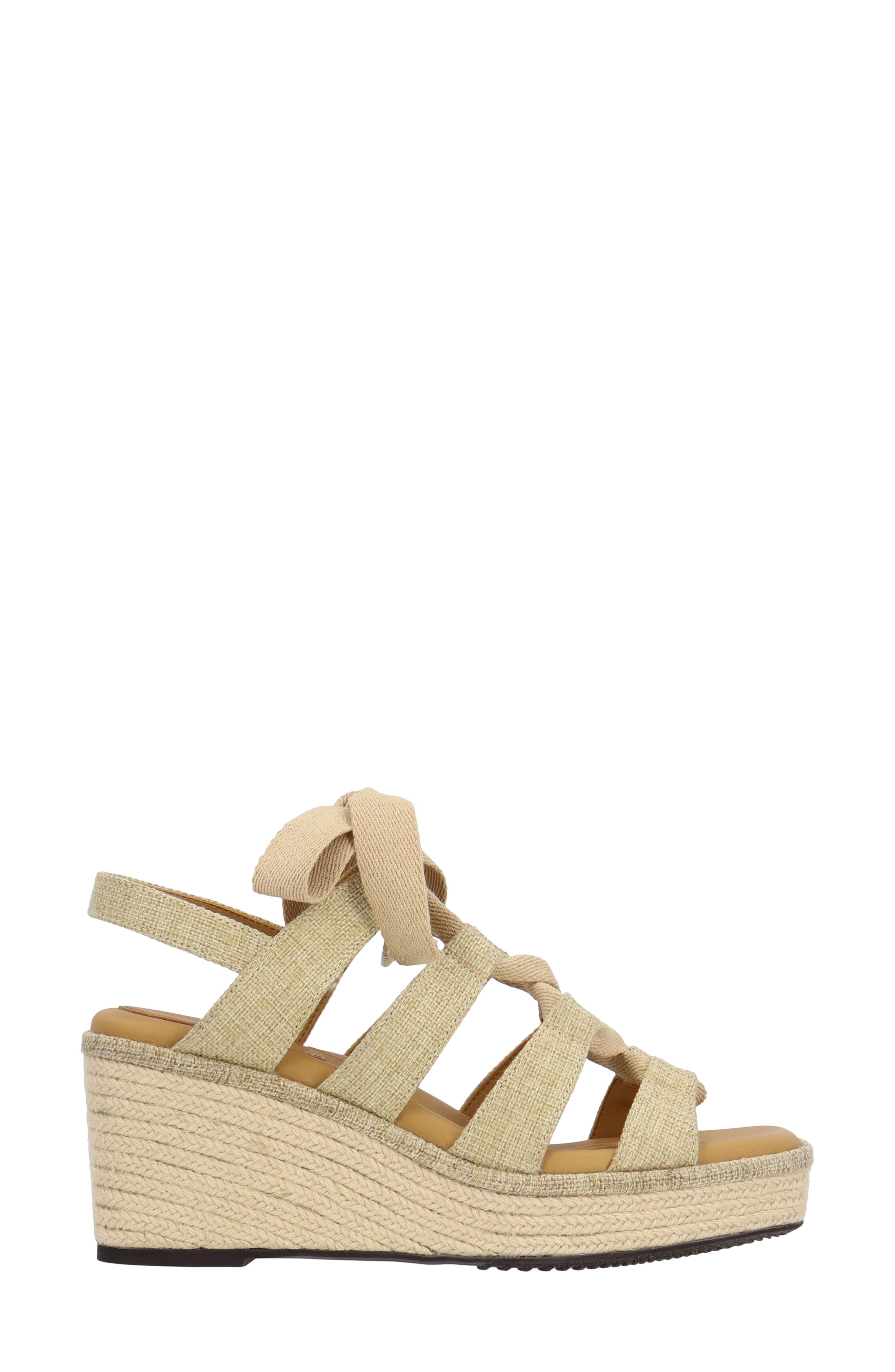 J. Reneé Garlynn Lace-Up Platform Wedge Sandal - Wide Width Available, Alternate, color, Tan
