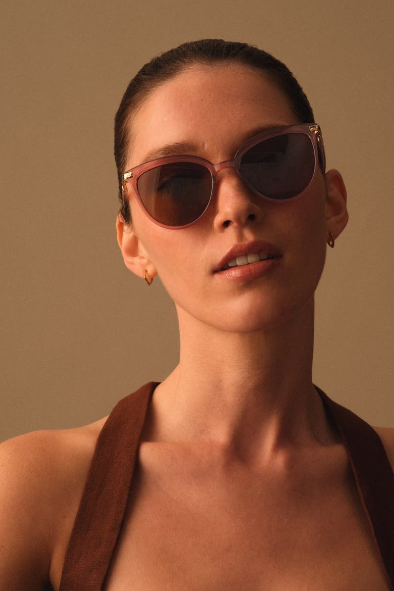 Ravello Round Sunglasses in Cherry Transparent, Alternate, color, Cherry