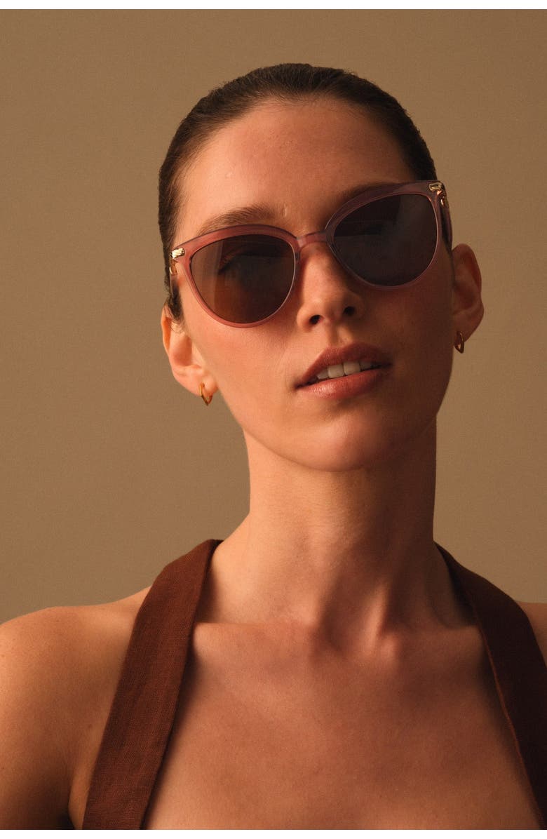 Katie Loxton Ravello Round Sunglasses in Cherry Transparent, Alternate, color, Cherry