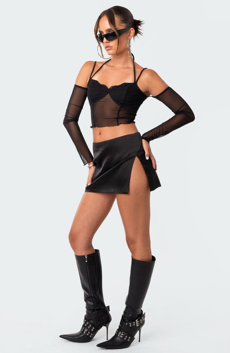 EDIKTED Luella Sheer Off the Shoulder Mesh Top, Alternate, color,