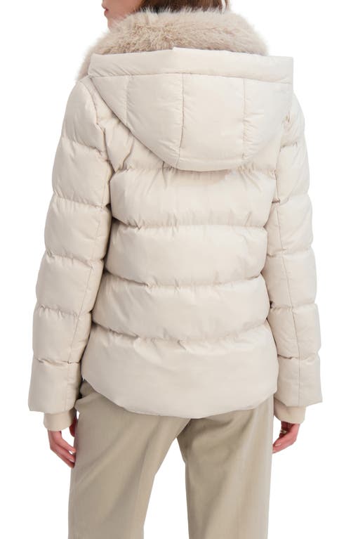Tahari Vera Faux Fur Trim Hooded Puffer Coat In Neutral