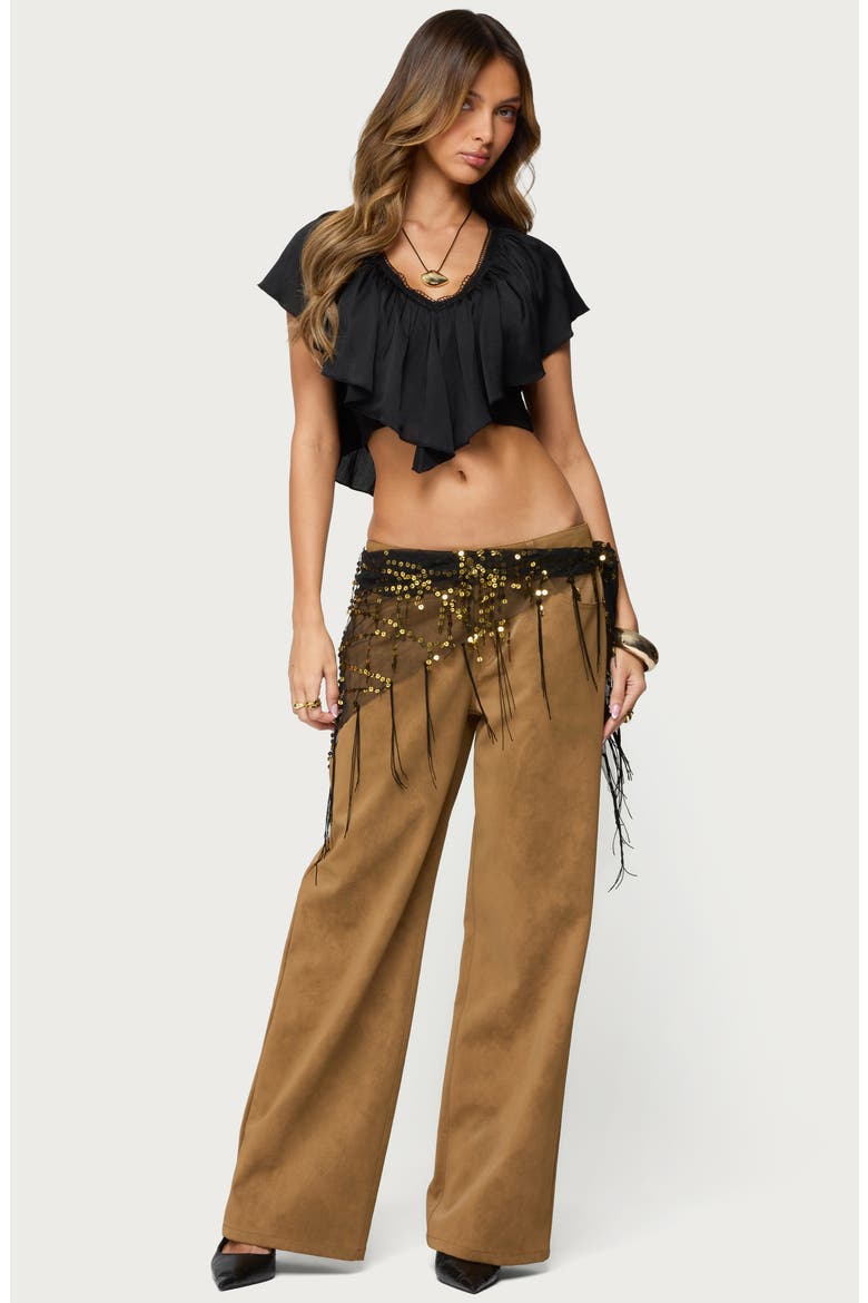 Deena Ruffle Crop Top, Alternate, color, BLACK