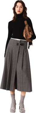 maje Long pleated skirt