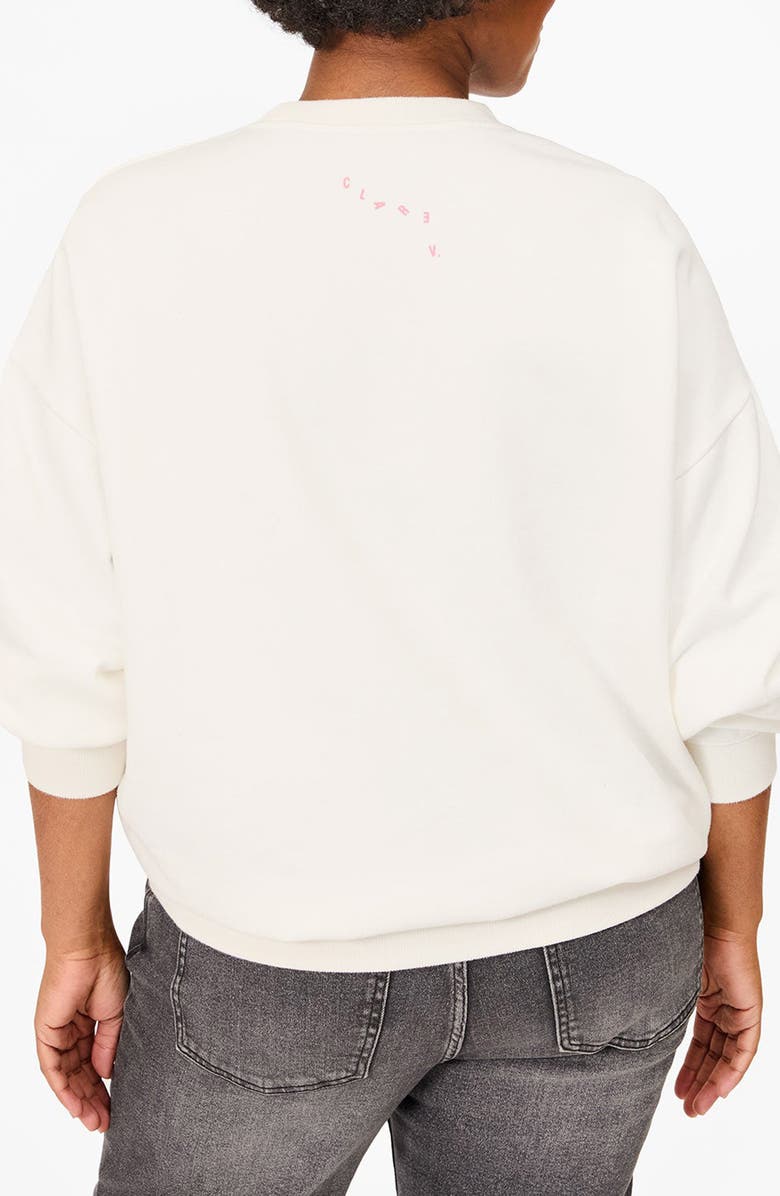 Clare V. Iconique Oversize Graphic Sweatshirt, Alternate, color, Oyster White
