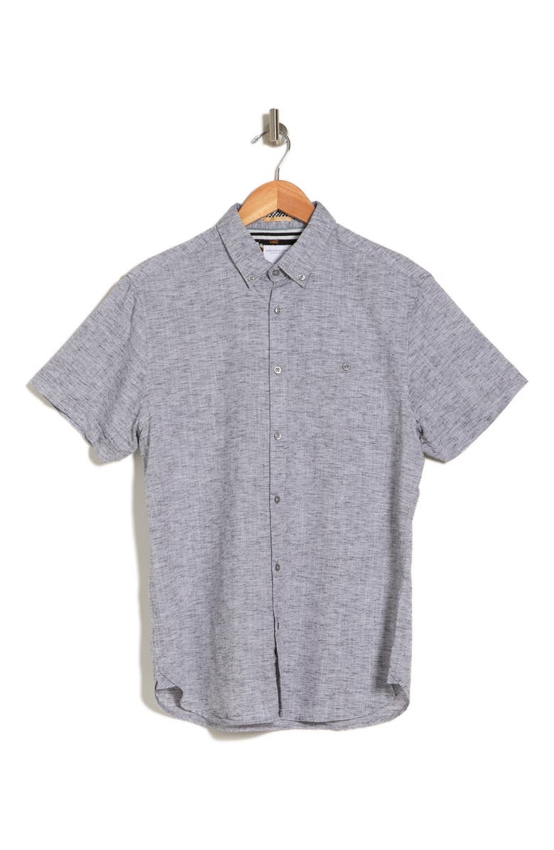 DENIM AND FLOWER Melange Short Sleeve Button-Down Shirt, Alternate, color, Oatmeal
