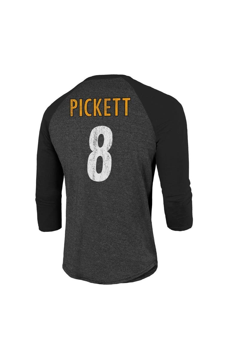 Majestic Threads Men's Majestic Threads Kenny Pickett Black Pittsburgh Steelers Team Color Player Name & Number 3/4-Sleeve Raglan T-Shirt, Alternate, color,