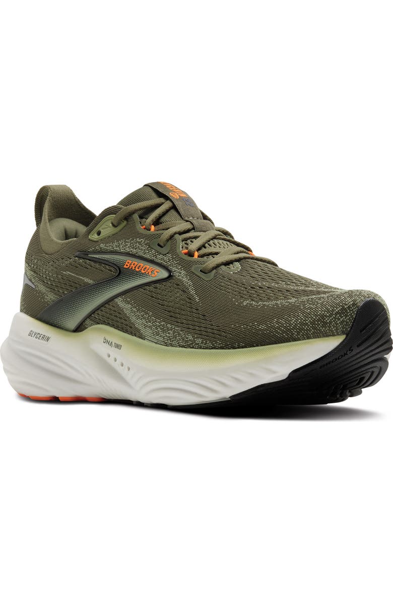 Brooks Glycerin 22 Running Shoe, Main, color, Dusty Olive/ Tea/ Orange