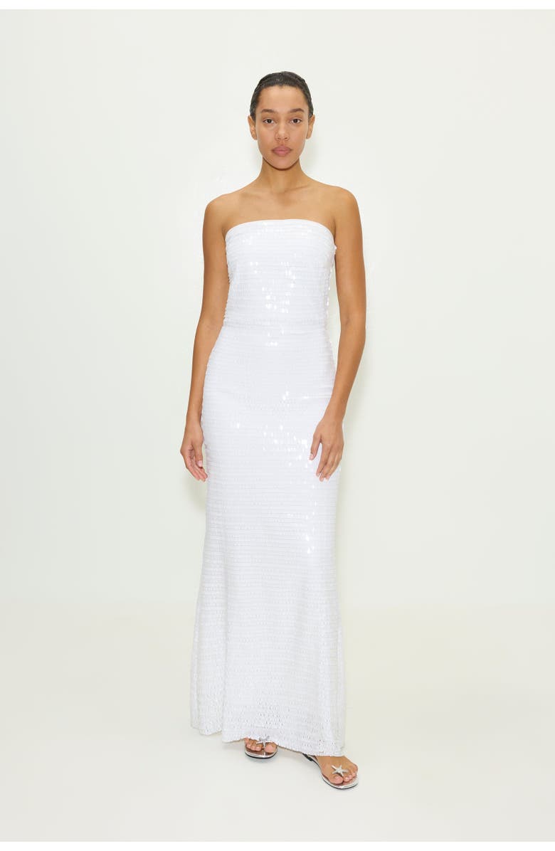 SIMONMILLER Sculpty Strapless Piano Sequin Dress, Main, color, Macadamia