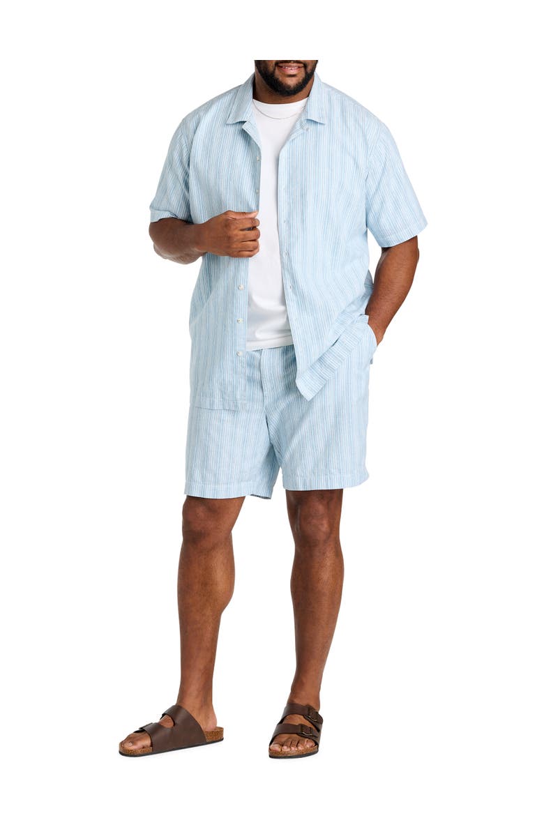 Oak Hill by DXL Big & Tall Striped Cabana Camp Shirt, Alternate, color, Blue Multi