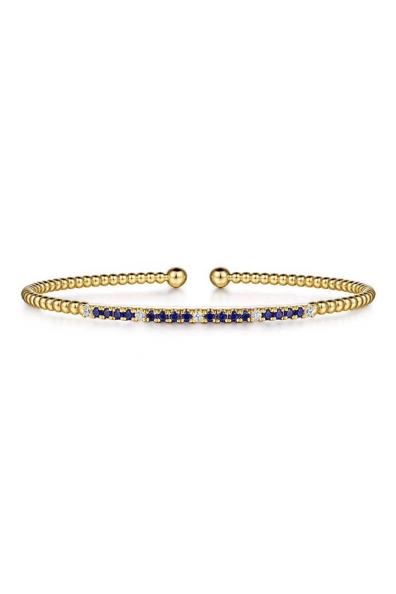 Bujukan Sapphire & Diamond Beaded Cuff Bracelet, Main, color, GOLD