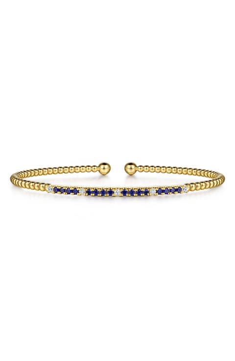 Bujukan Sapphire & Diamond Beaded Cuff Bracelet