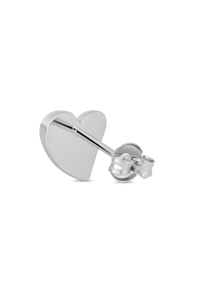 14k Gold Heart Stud Earrings, Alternate, color, 14KW