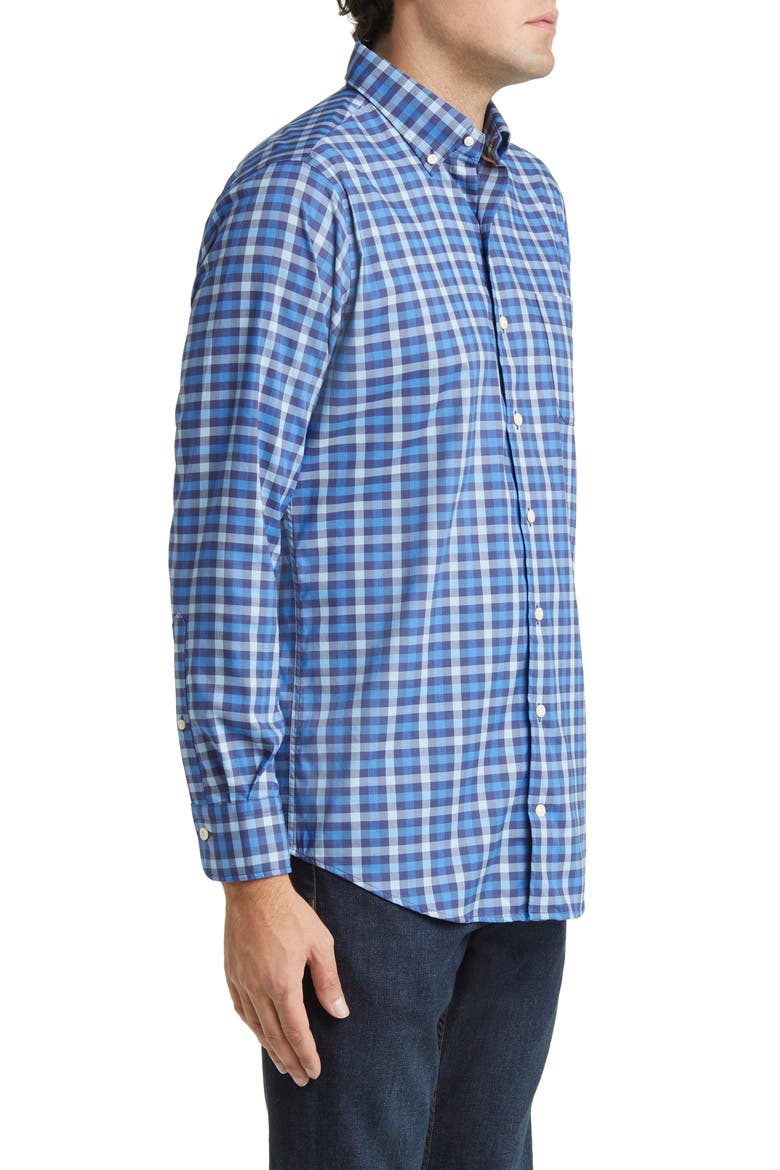Becket Classic Fit Check Stretch Button-Down Shirt, Alternate, color, NAVY