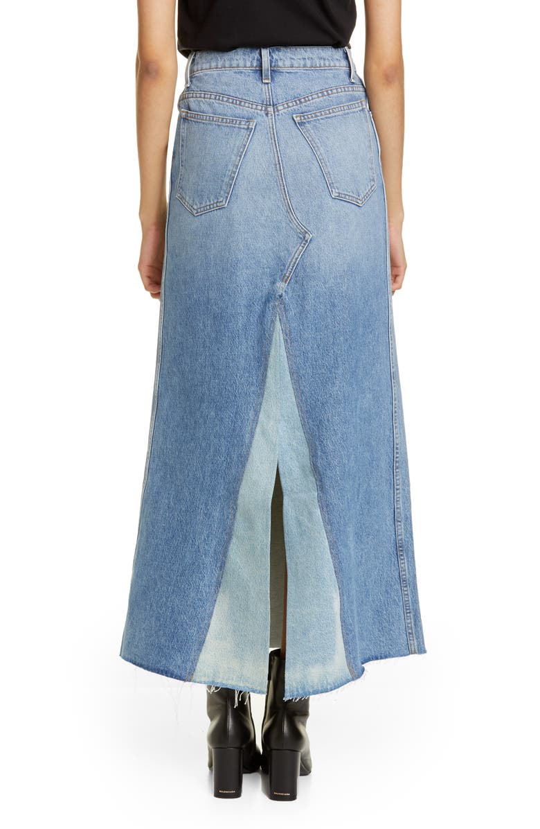Khaite Magdalena Reconstructed Denim Midi Skirt, Alternate, color, 