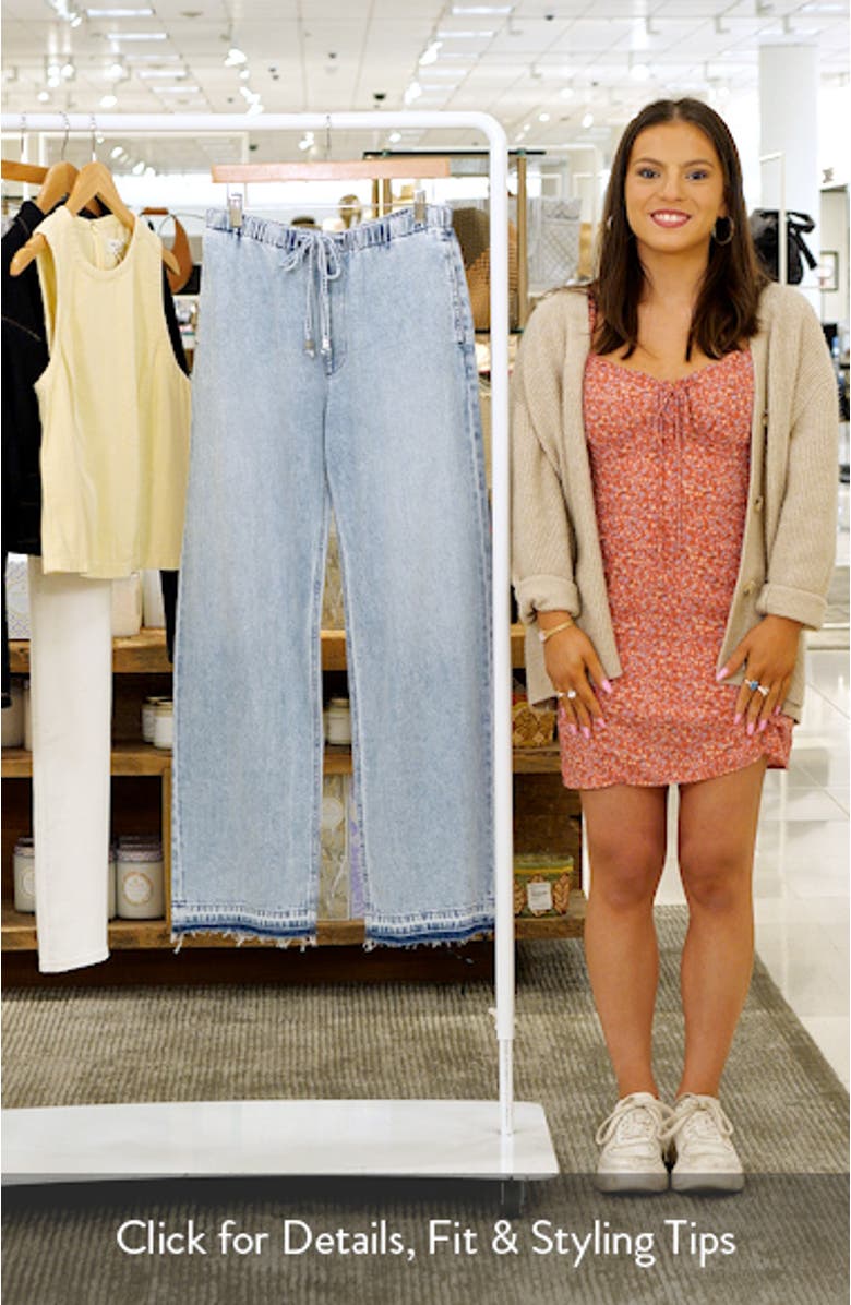 Ultra Featherweight Logan Release Hem Wide Leg Pull-On Denim Pants, sales video thumbnail