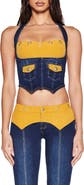 I.AM.GIA Tommie Mixed Media Halter Corset Top