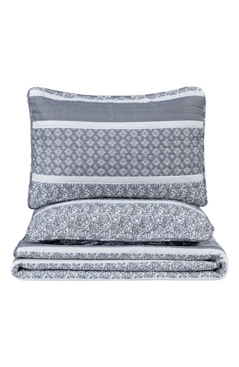 Stripe & Paisley Quilt & Sham Set
