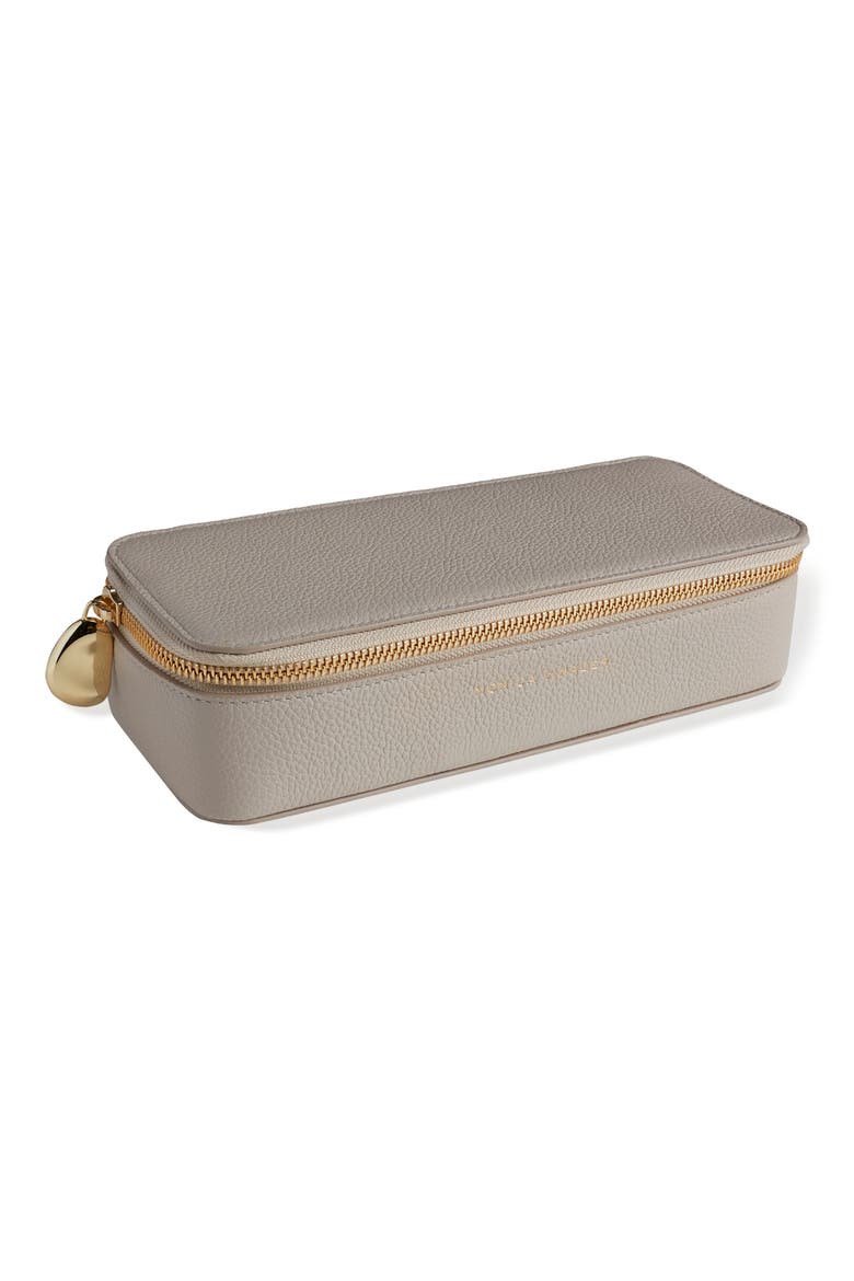 Personalized Leather Jewelry Box, Main, color, PEBBELED GREY