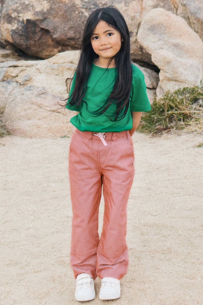 Kids’ Jules Organic Cotton Twill Pants, Alternate, color, Orange Chambray
