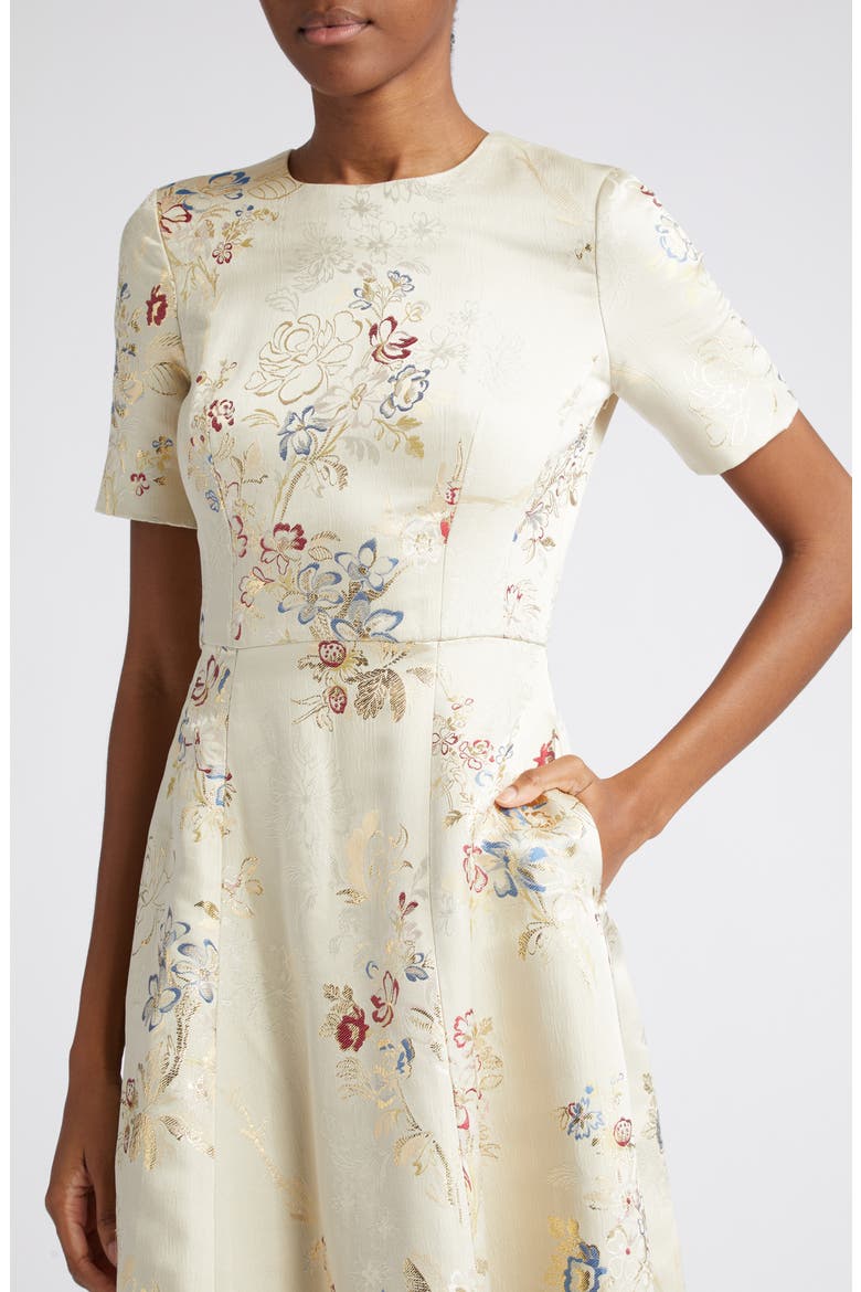 Eloise Floral Jacquard Dress, Alternate, color, CHAMPAGNE MULTI