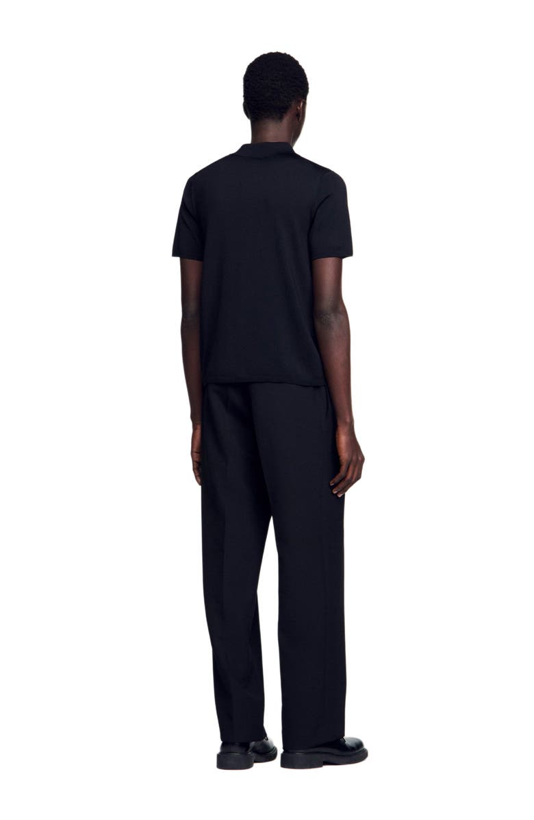 SANDRO Short-sleeve knitted polo shirt, Alternate, color, Black