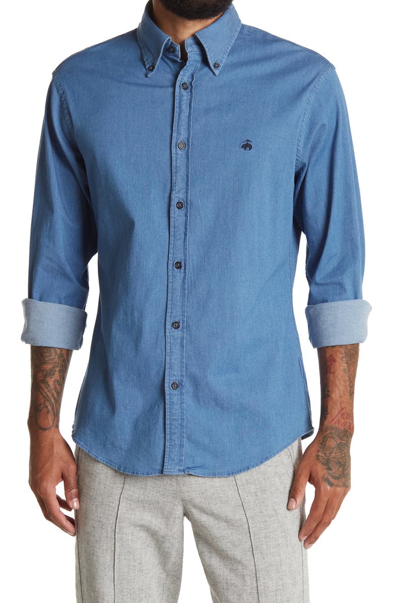 Brooks Brothers Regent Fit Denim Shirt, Main, color, 