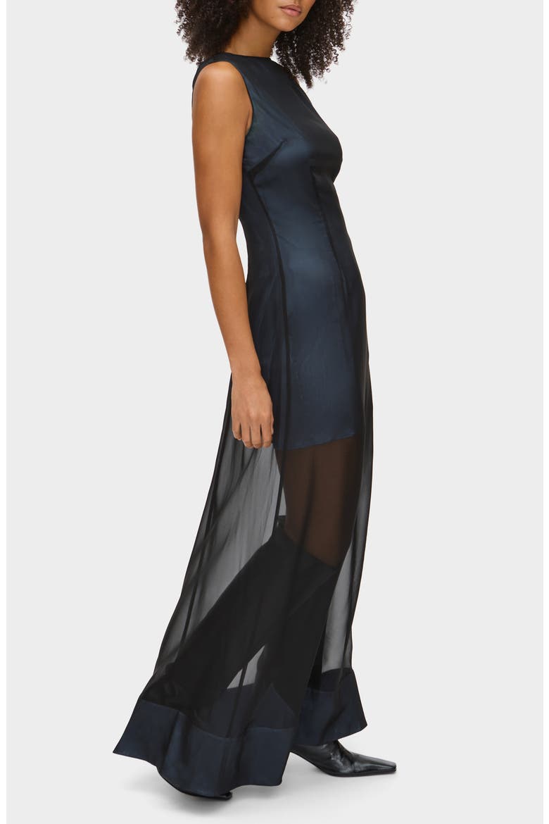 Amalie Sheer Silk Blend Maxi Dress, Alternate, color, BLACK