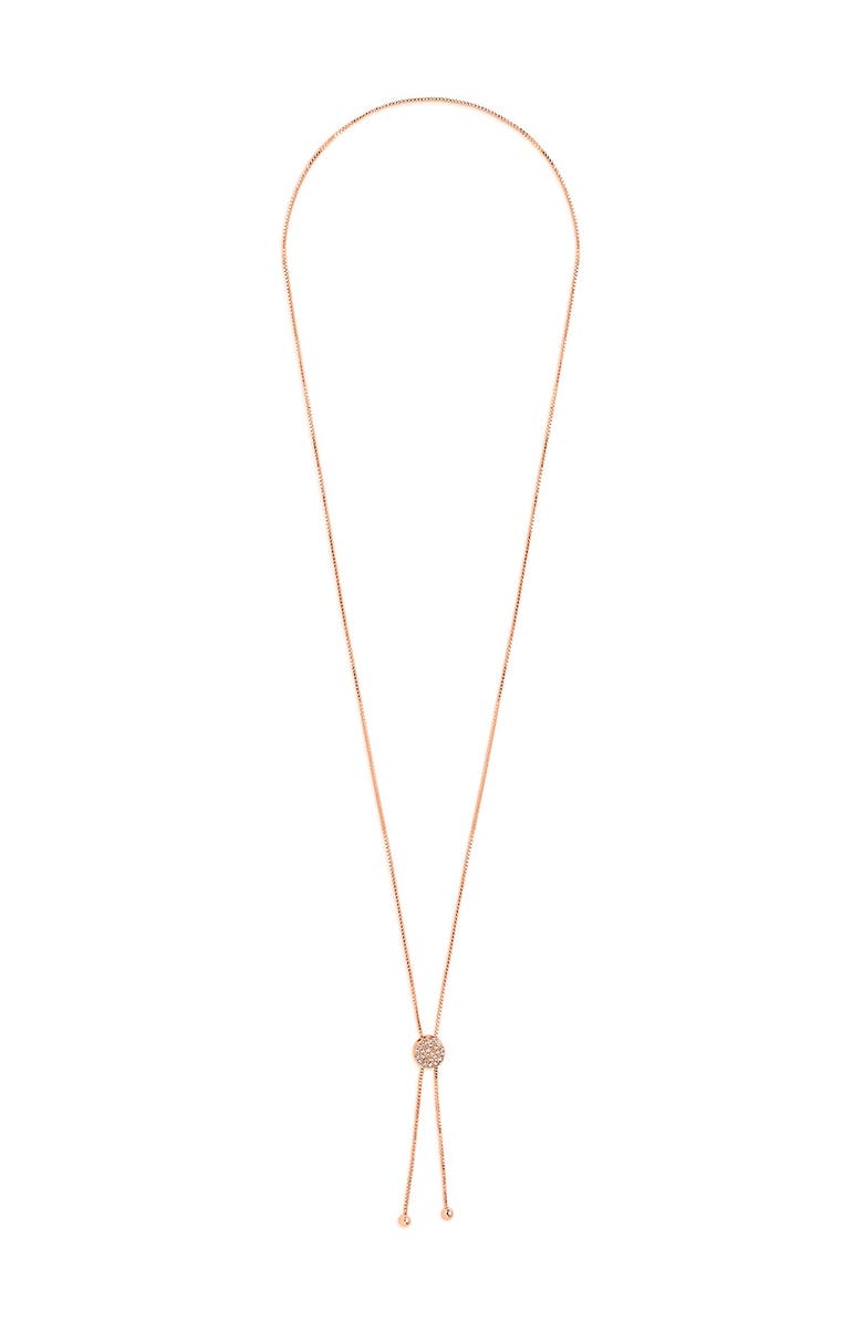 Sterling Forever 14K Rose Gold Plated Pave CZ Slider Bolo Necklace, Alternate, color,