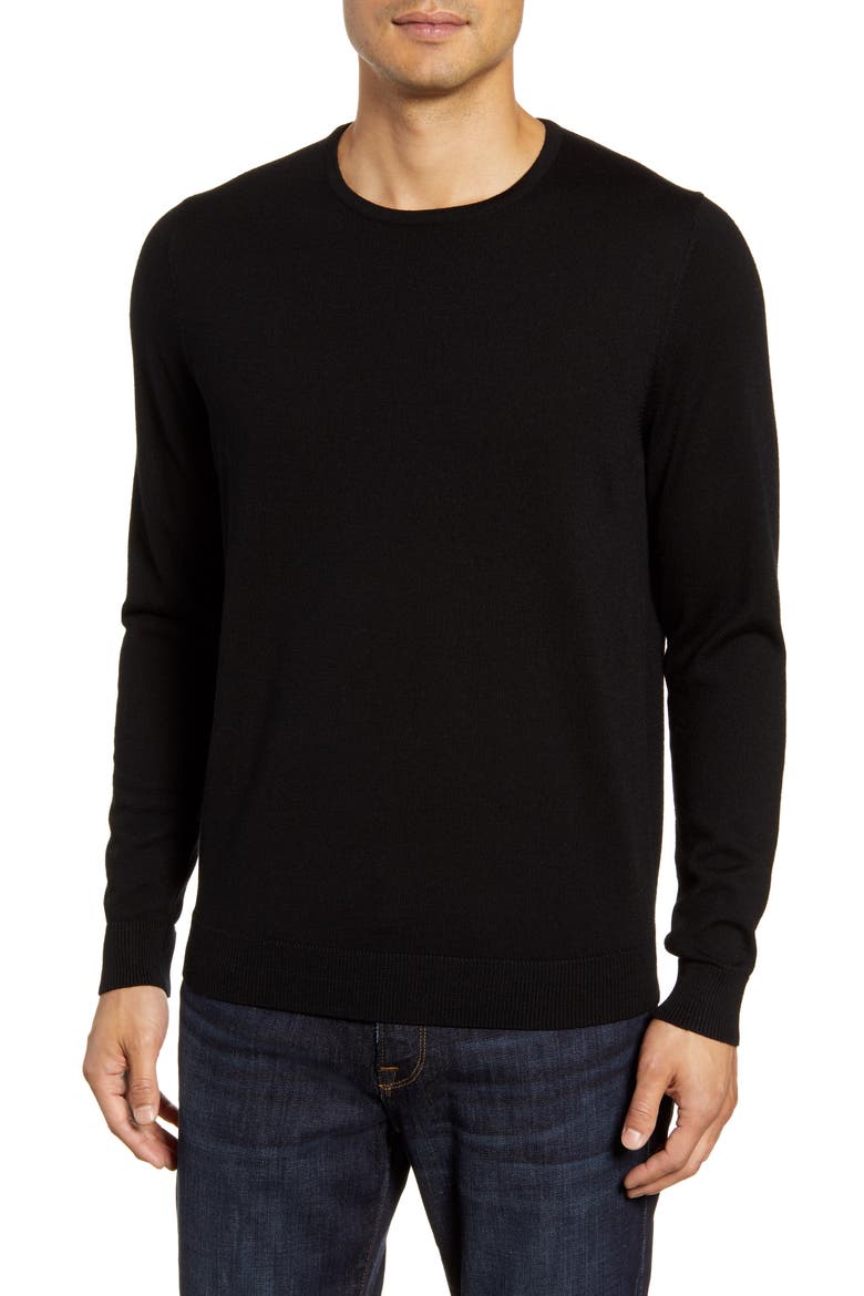 Crewneck Merino Wool Sweater, Main, color, BLACK CAVIAR
