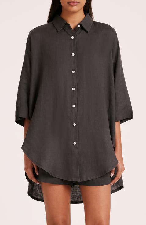 Lounge Linen Longline Shirt