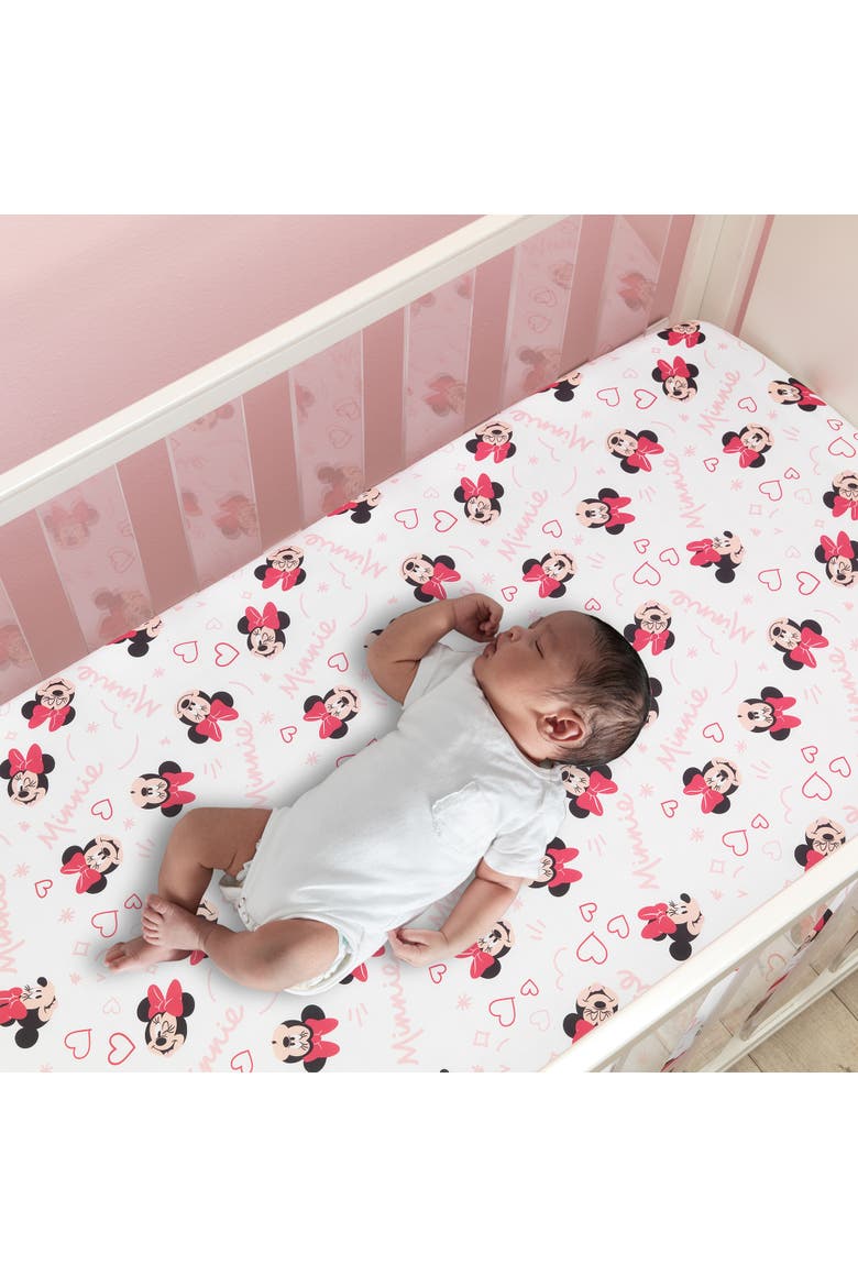Disney Baby Minnie Mouse Love 3-Piece Nursery Crib Bedding Set, Alternate, color, Pink