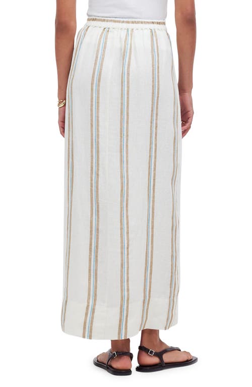 Madewell Stripe Linen Column Skirt In Olive Surplus
