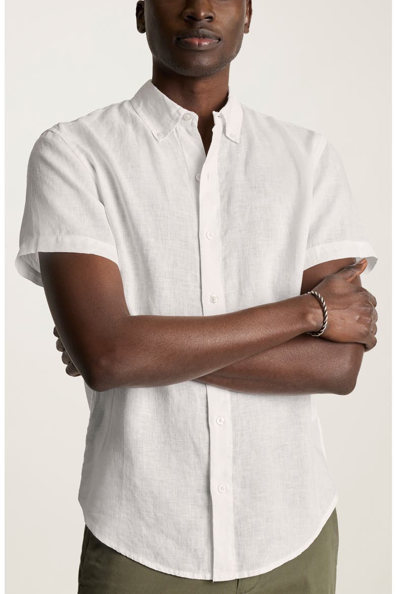 Riviera Linen Short Sleeve Shirt, Main, color, WHITE PEARL