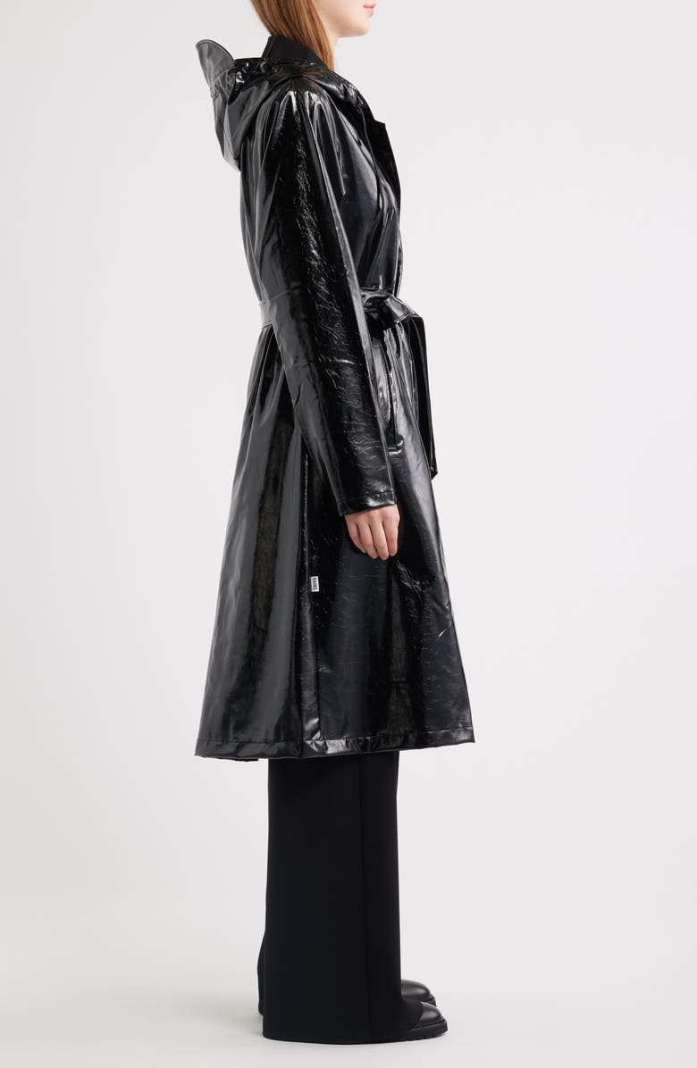 Rains Waterproof A-Line Long Raincoat, Alternate, color, Black