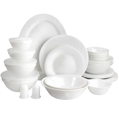 36 Piece Tempered Opal Glass Combo Dinnerware Set
