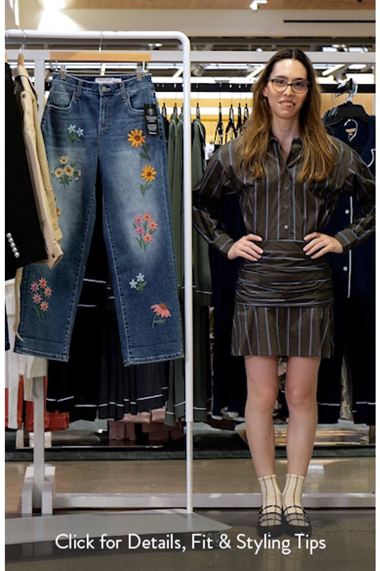Meadow Kiss Floral Embroidered Ankle Straight Leg Jeans video