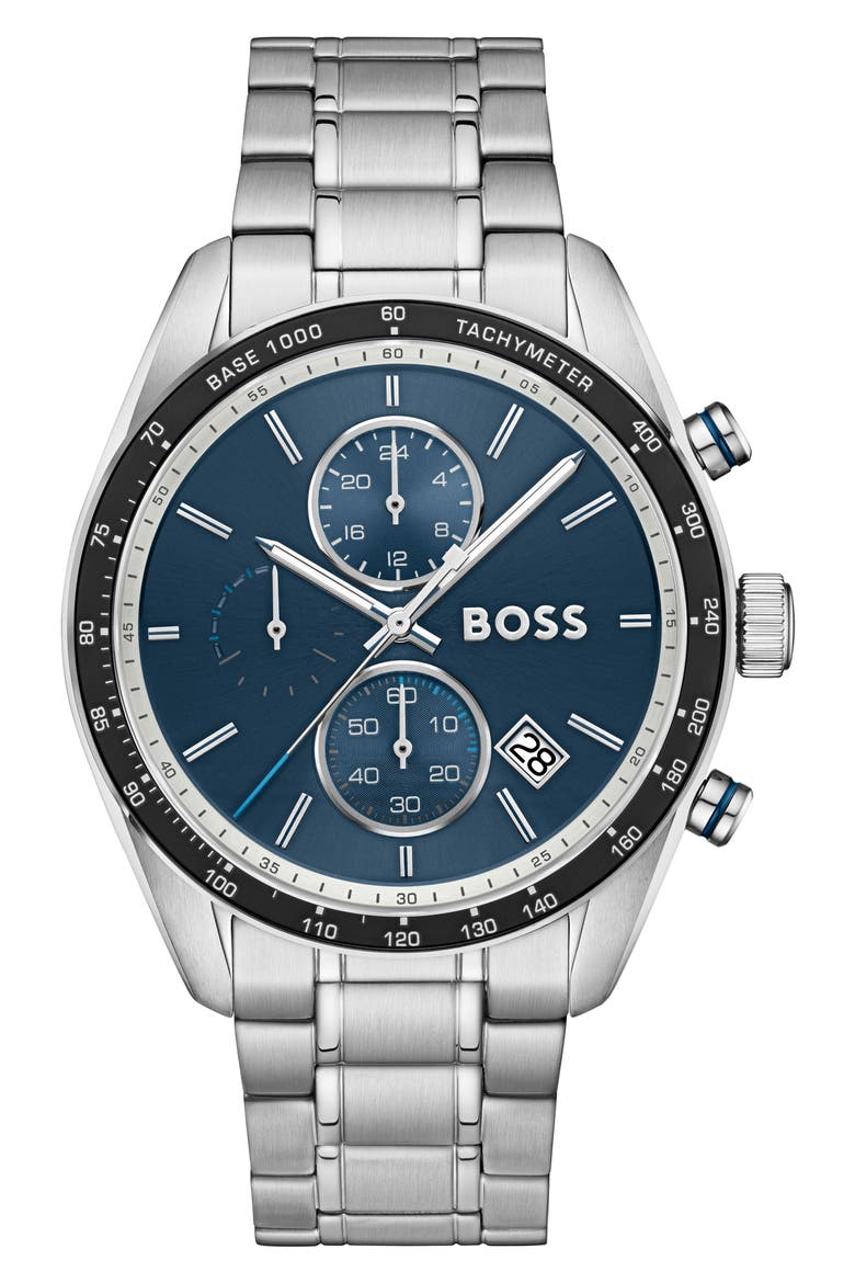 Grand Prix Chronograph Bracelet Watch, 44.5mm, Main, color, BLUE