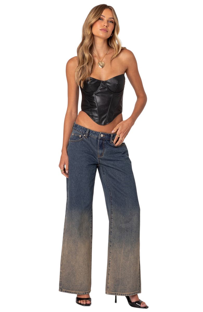 EDIKTED Mud Wash Slouchy Wide Leg Jeans, Alternate, color,