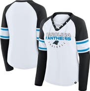 FANATICS Women's Fanatics White/Black Carolina Panthers Redzone Blitz Package Raglan Lace-Up V-Neck Long Sleeve T-Shirt