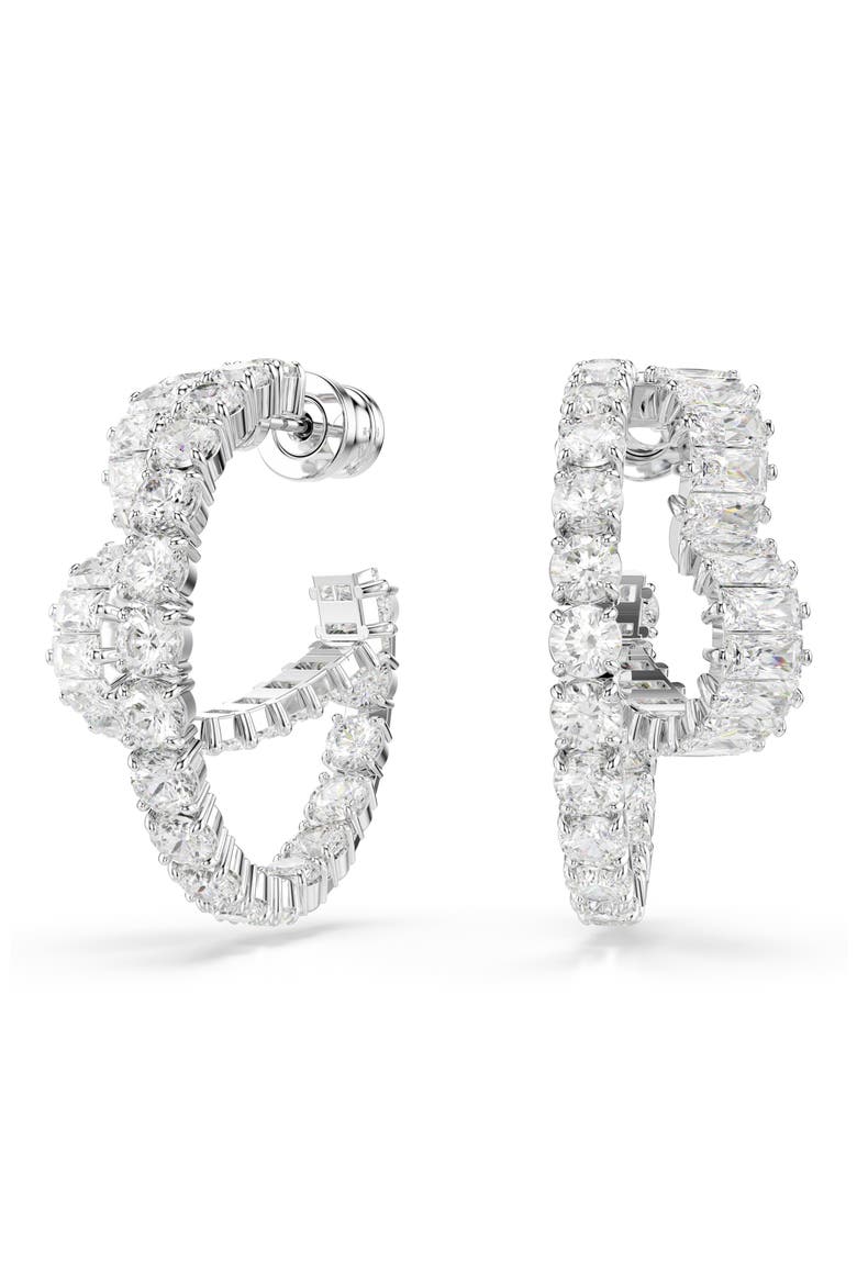 Matrix Heart Hoop Earrings, Main, color, WHITE