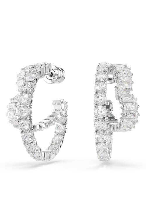 Swarovski Mixed Cut Matrix Heart Hoop Earrings In White