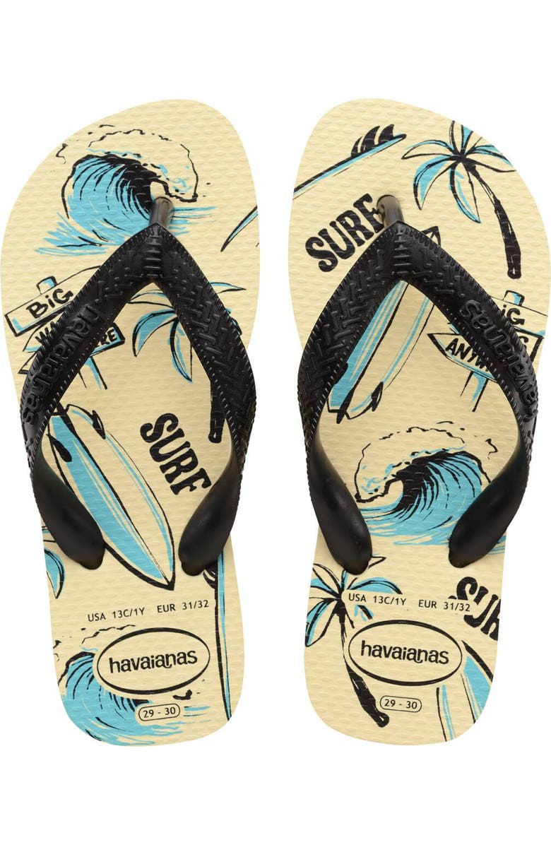Havaianas Printed Footbed Flip-Flops, Main, color, Buttercream