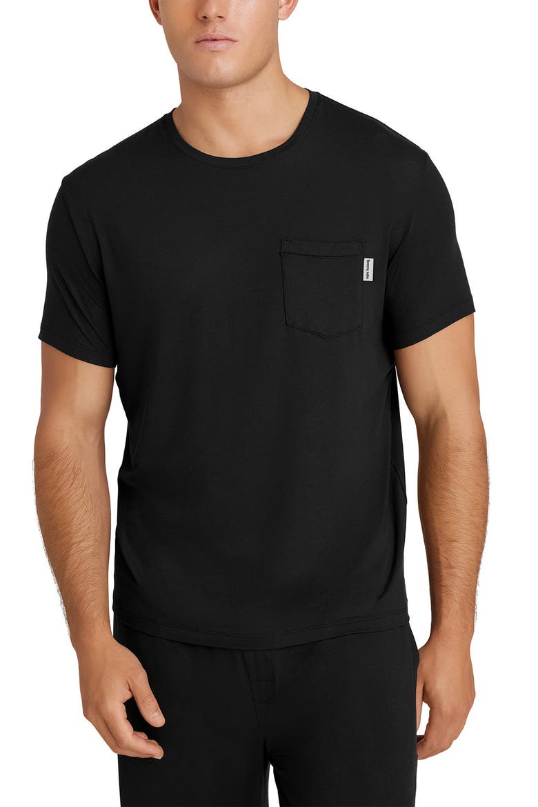Second Skin Crewneck Pajama Top, Main, color, BLACK