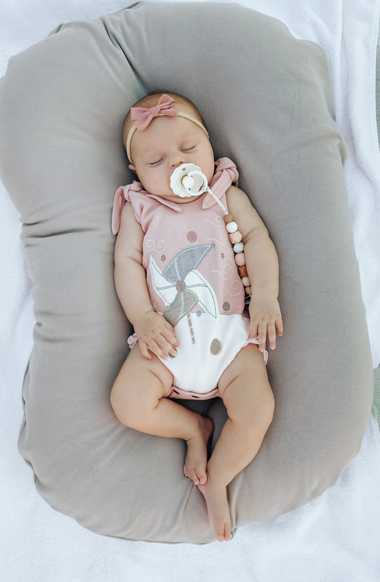 L'ovedbaby Pinwheel Appliqué Sleeveless Organic Cotton Bodysuit, Alternate, color, Pinwheel